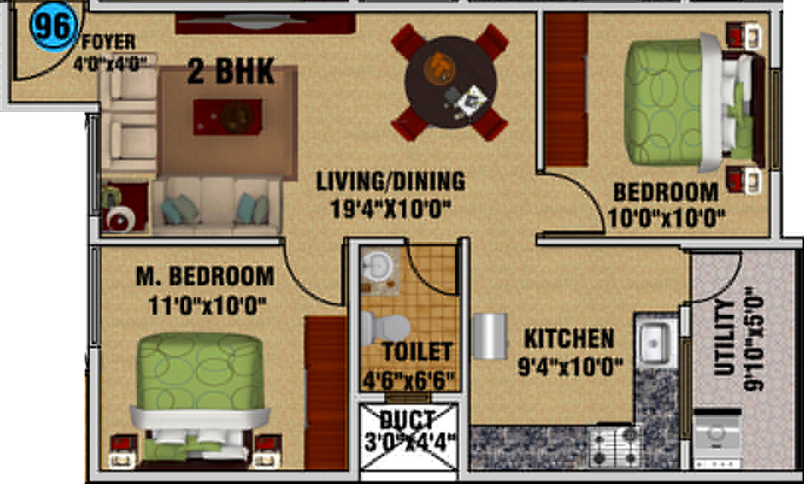 DS DSMAX SAROVAR (2BHK+1T (995 sq ft) 995 sq ft)