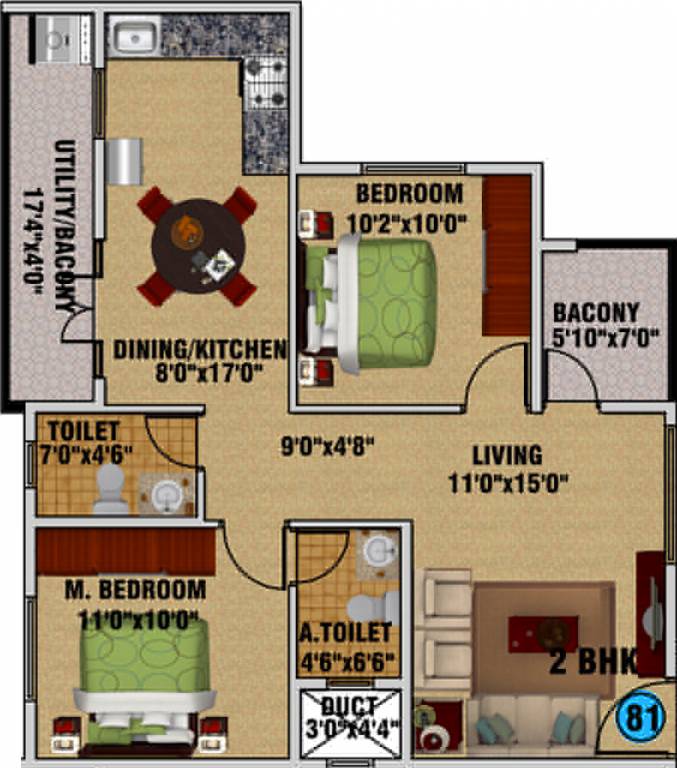 DS DSMAX SAROVAR (2BHK+2T (1,281 sq ft) 1281 sq ft)