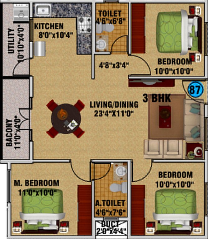 DS DSMAX SAROVAR (3BHK+2T (1,371 sq ft) 1371 sq ft)