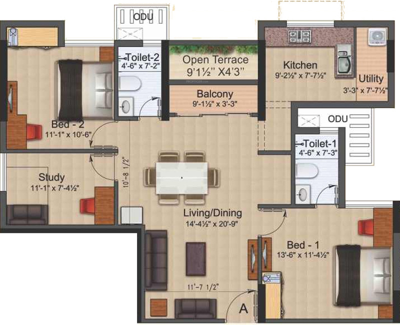 Real Sai Peace And Prosperity (2BHK+2T (1,320 sq ft) + Study Room 1320 sq ft)