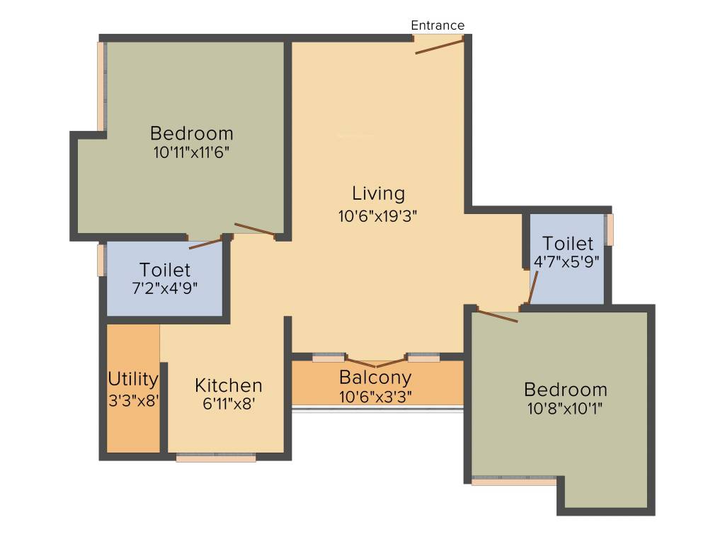 Real Sai Peace And Prosperity (2BHK+2T (1,025 sq ft) 1025 sq ft)