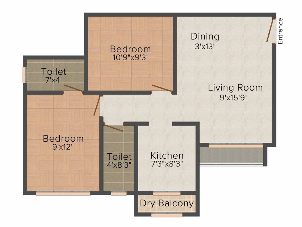 Parikh Paradise Tower (2BHK+2T (865 sq ft) 865 sq ft)