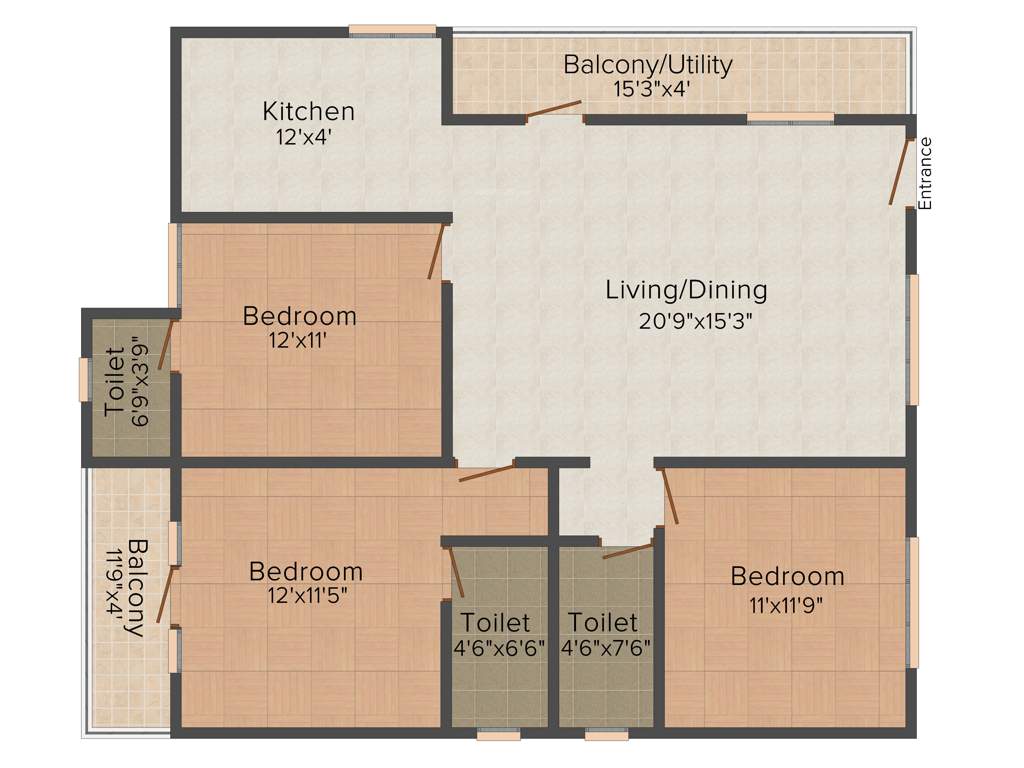 Arvind Chitravathi (3BHK+3T (1,501 sq ft) 1501 sq ft)