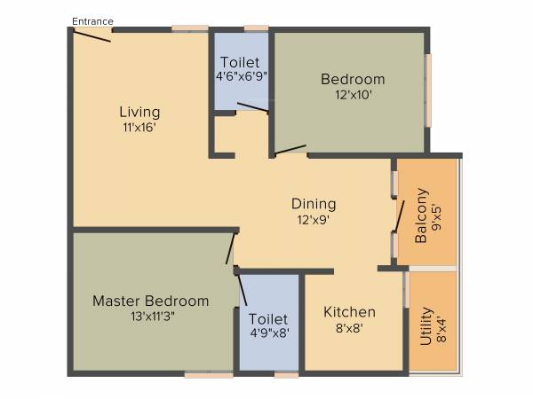 JP Residency (2BHK+2T (1,073 sq ft) 1073 sq ft)