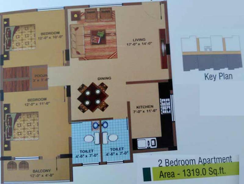 BSV Amble Harvest (2BHK+2T (1,319 sq ft)   Pooja Room 1319 sq ft)