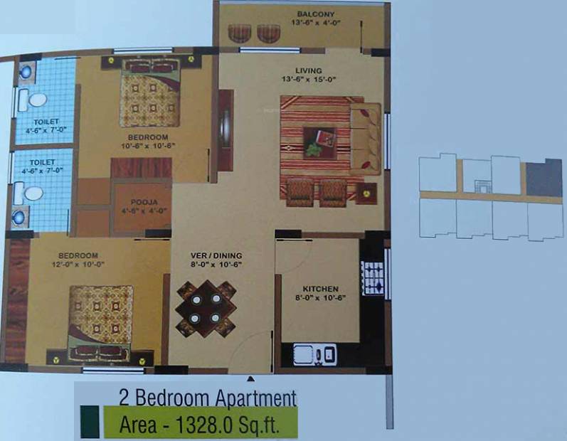 BSV Amble Harvest (2BHK+2T (1,328 sq ft)   Pooja Room 1328 sq ft)