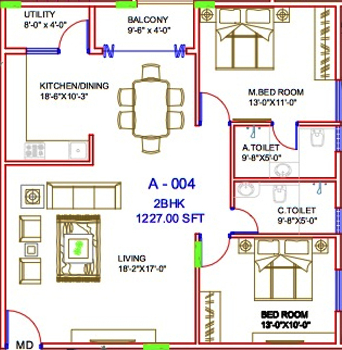 Live Symphony (2BHK+2T (1,227 sq ft) 1227 sq ft)