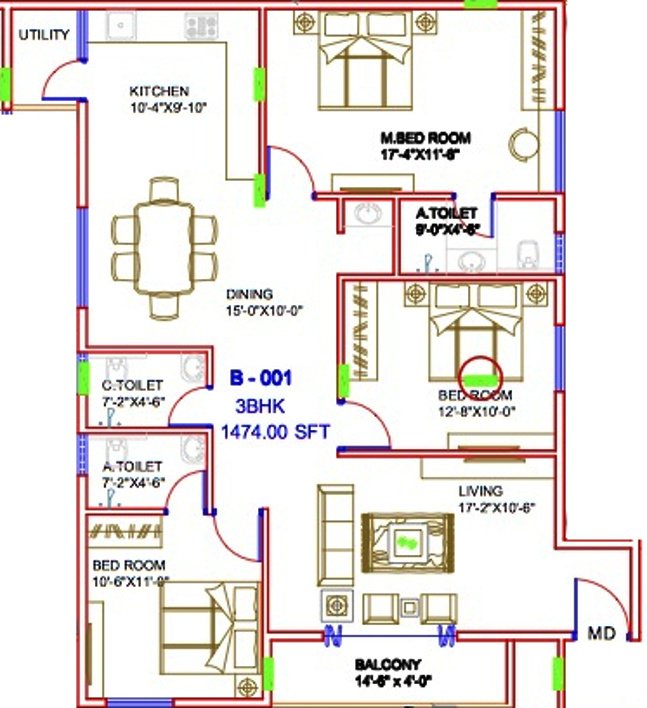 Live Symphony (3BHK+3T (1,474 sq ft) 1474 sq ft)