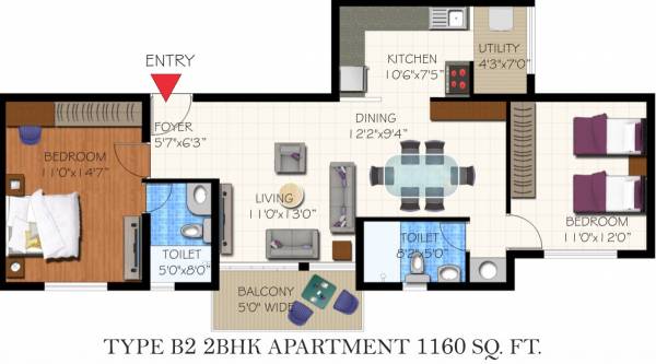 Frontier Heights (2BHK+2T (1,160 sq ft) 1160 sq ft)