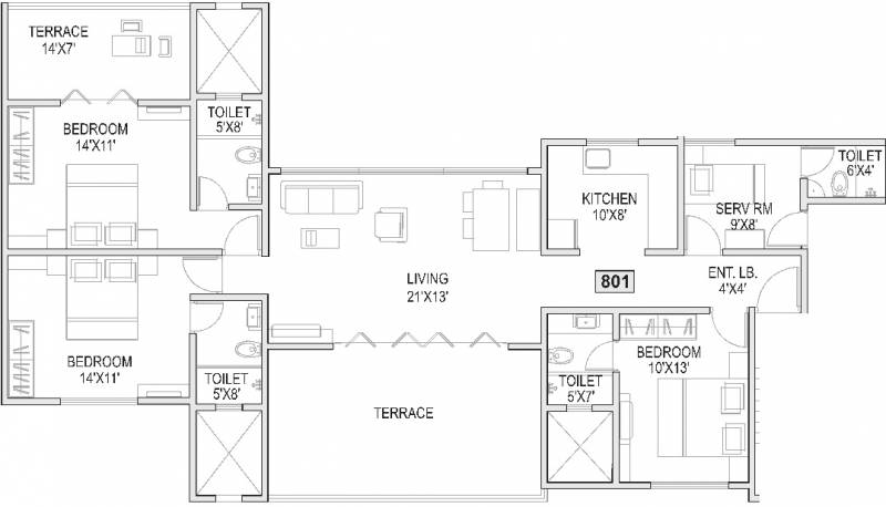 Simran Lyra Apartment (3BHK+3T (1,850 sq ft)   Servant Room 1850 sq ft)