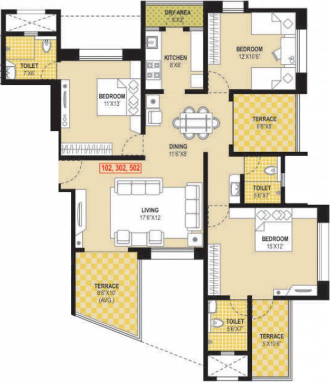 Ashray Imperial (3BHK+3T (1,590 sq ft) 1590 sq ft)