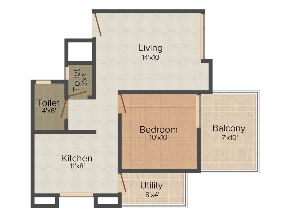 Agrawal Post Lakeside (1BHK+1T (665 sq ft) 665 sq ft)
