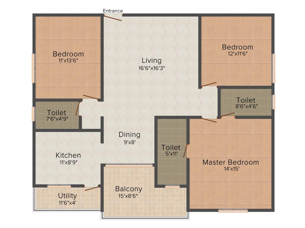 Brahma Good Woods (3BHK+3T (1,635 sq ft) 1635 sq ft)