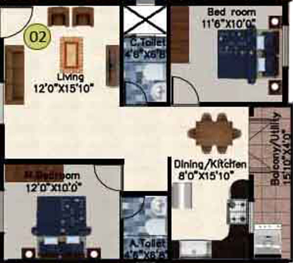 DS Sigma Nest (2BHK+2T (1,150 sq ft) 1150 sq ft) DS Sigma Nest (2BHK+2T (1,150 sq ft) 1150 sq ft)