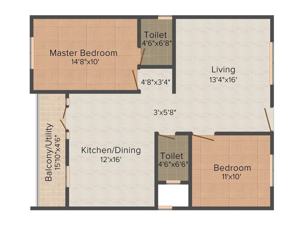 DS Signature (2BHK+2T (1,276 sq ft) 1276 sq ft)