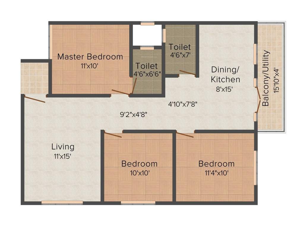 DS Signature (3BHK+2T (1,250 sq ft) 1250 sq ft)