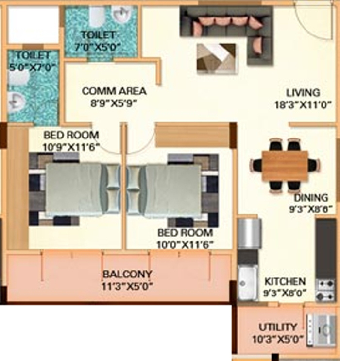 DS DSMAX SILVER BELL (2BHK+2T (1,375 sq ft) 1375 sq ft)