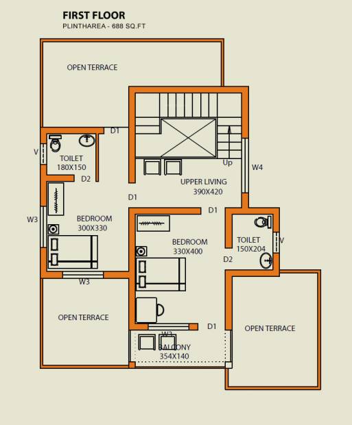 MGF Classic Villas (4BHK+4T (1,820 sq ft) 1820 sq ft)