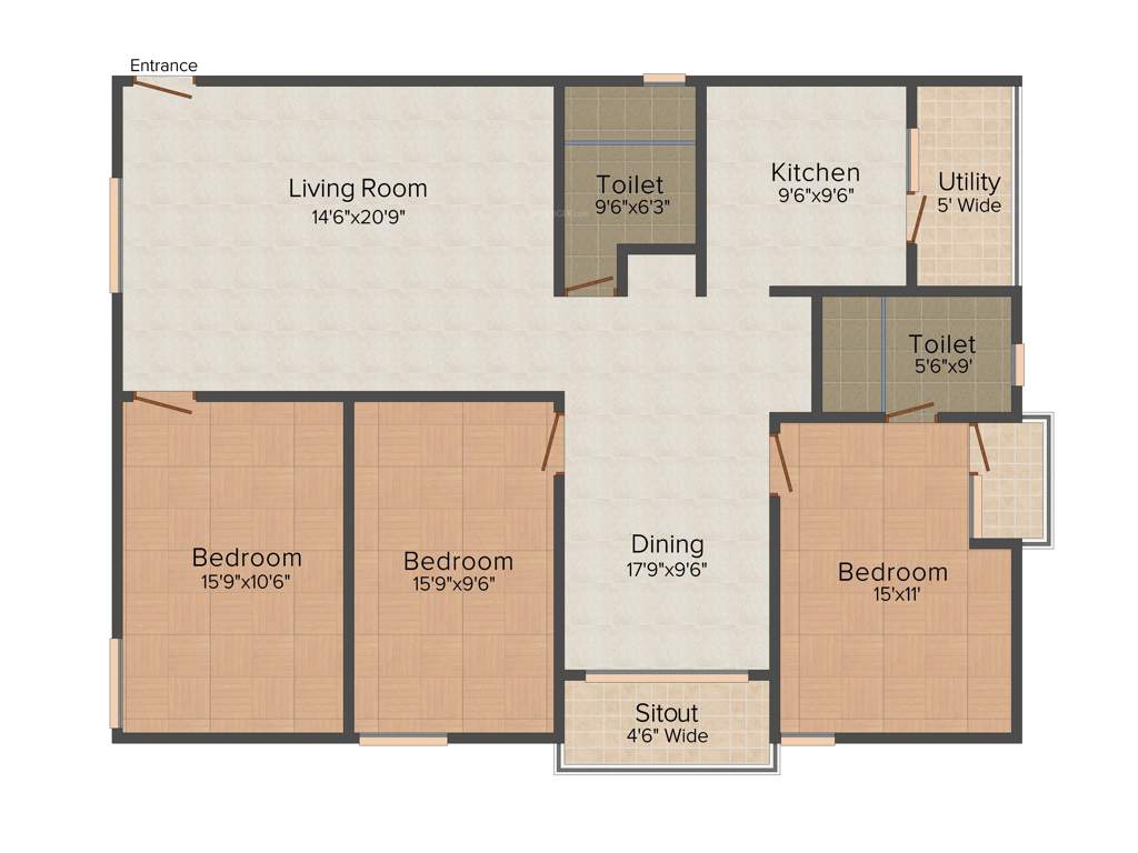 VR Pearl (3BHK+2T (1,700 sq ft) 1700 sq ft)