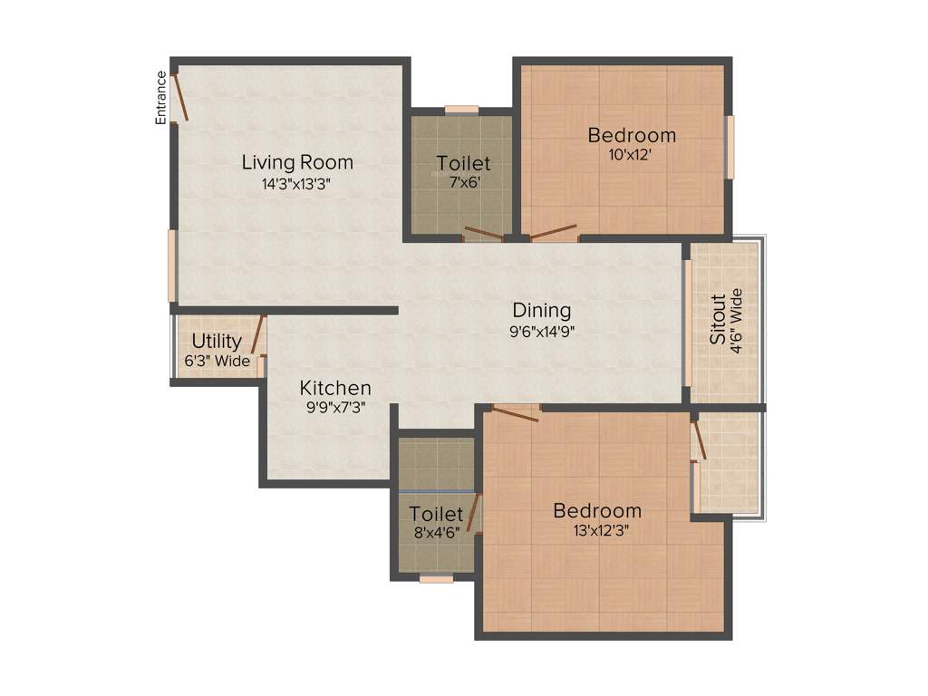 VR Pearl (2BHK+2T (1,135 sq ft) 1135 sq ft)