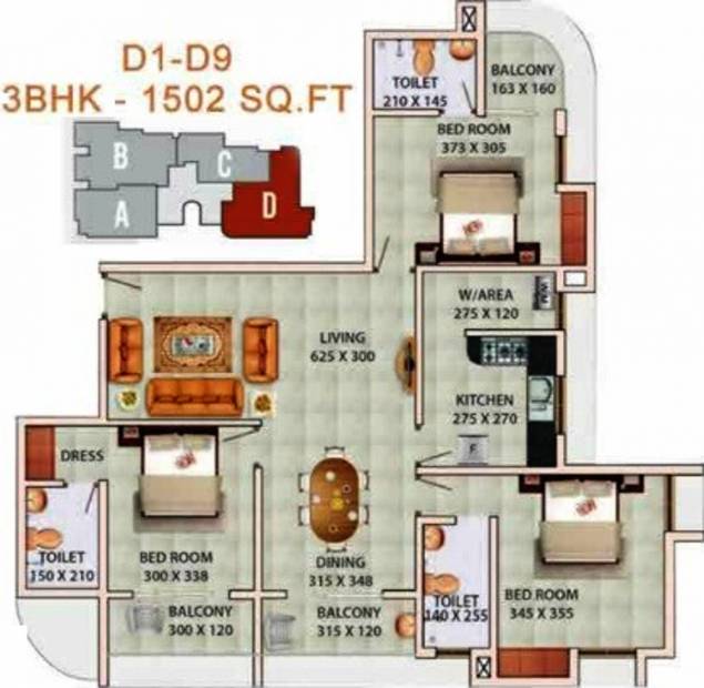 TBPL Meghna Residency (3BHK+3T (1,502 sq ft) 1502 sq ft)