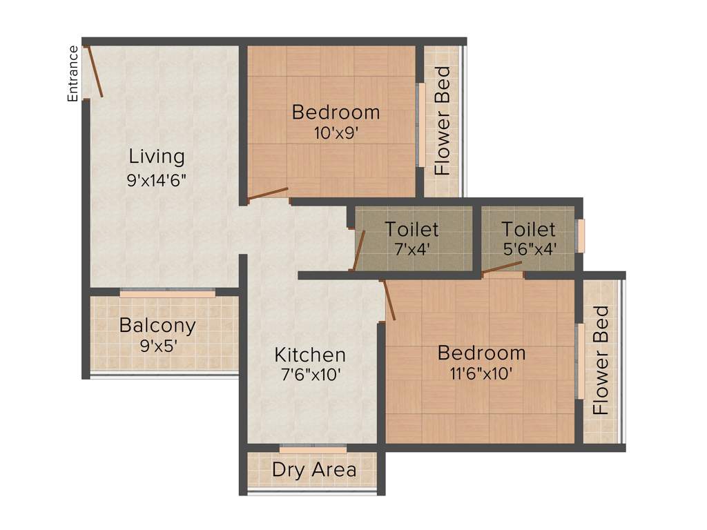 Oyster Mohak (2BHK+2T (840 sq ft) 840 sq ft)