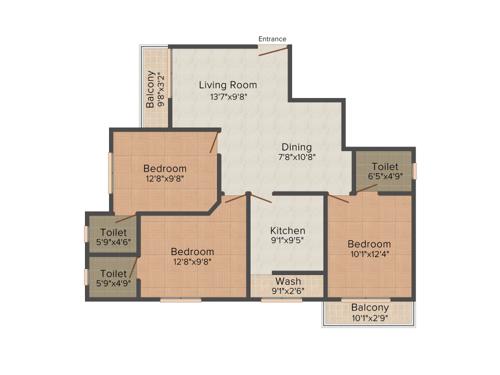 Poorna Vysyan Paradise (3BHK+3T (1,325 sq ft) 1325 sq ft) Poorna Vysyan Paradise (3BHK+3T (1,325 sq ft) 1325 sq ft)