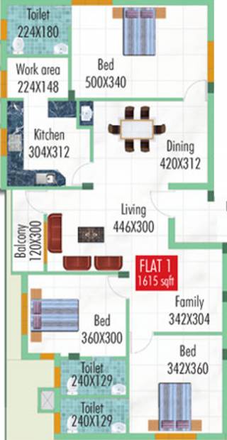 Capital Melody Floor Plan (3BHK+3T (1,615 sq ft) 1615 sq ft)