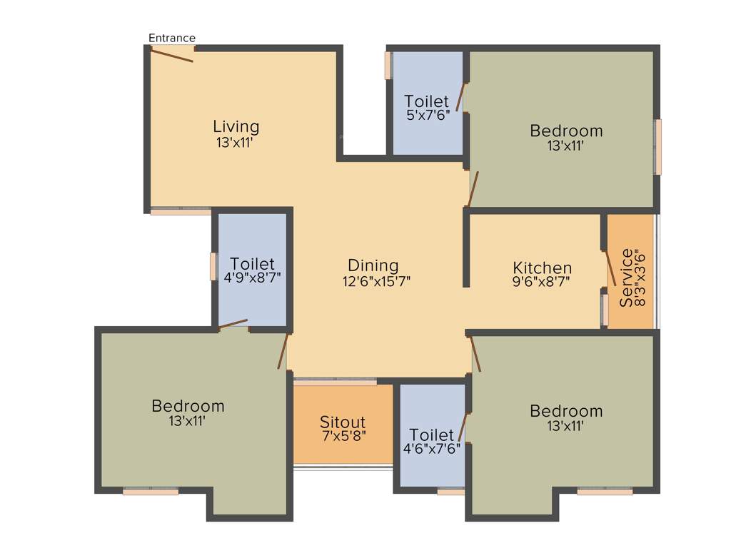 Kgeyes Thiruvanmyur H38 (3BHK+3T (1,400 sq ft) 1400 sq ft)