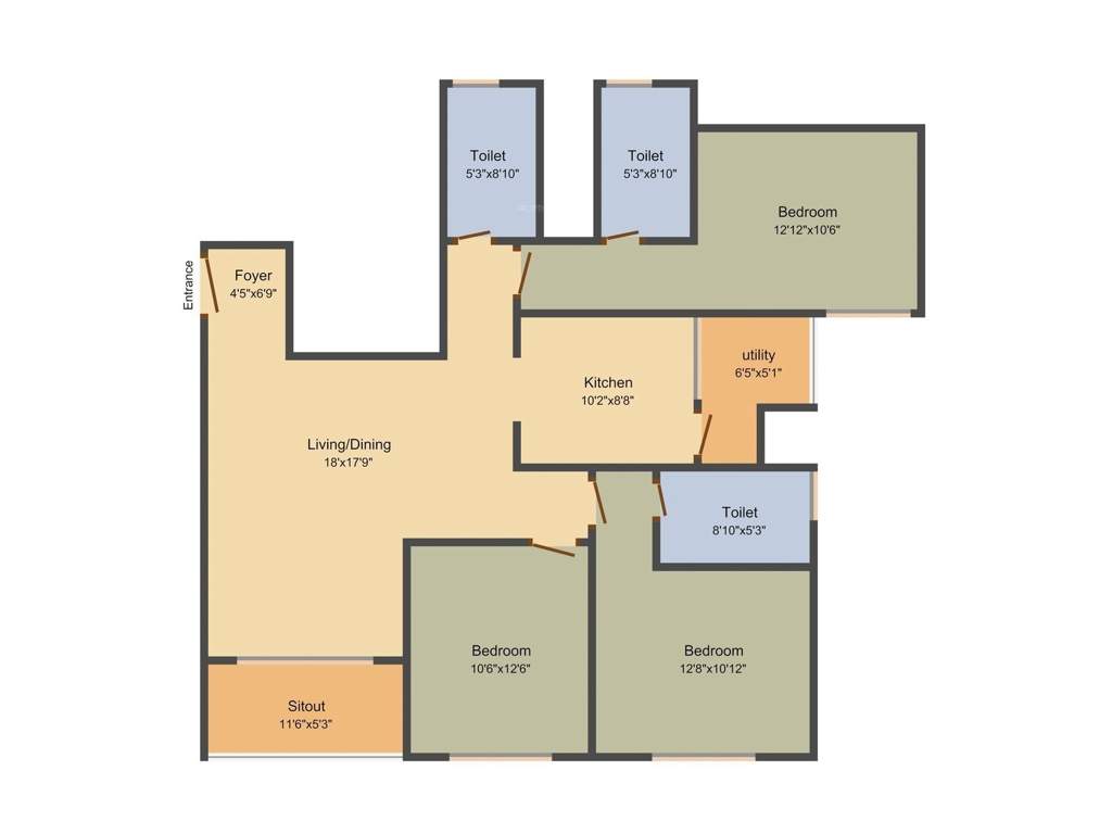 Sobha Palm Court (3BHK+3T (1,620 sq ft) 1620 sq ft)