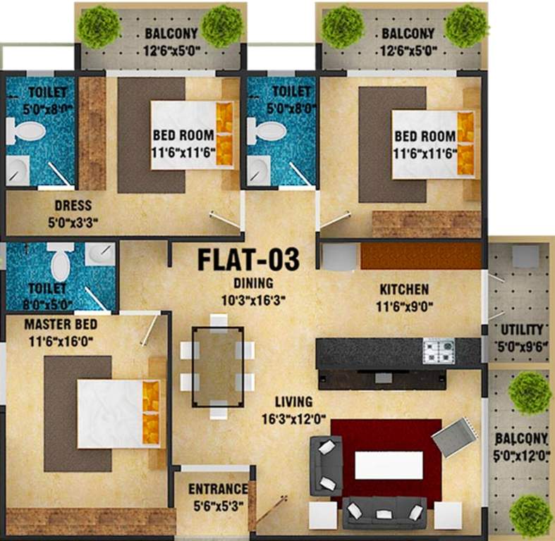 DS DSMAX SKYSCAPE (3BHK+3T (2,182 sq ft) 2182 sq ft)