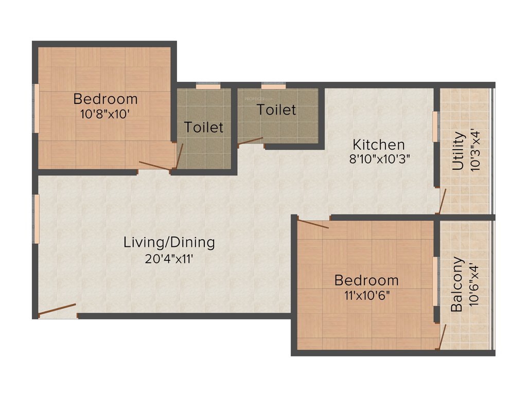 DS DSMAX SMARAN (2BHK+2T (1,058 sq ft) 1058 sq ft)