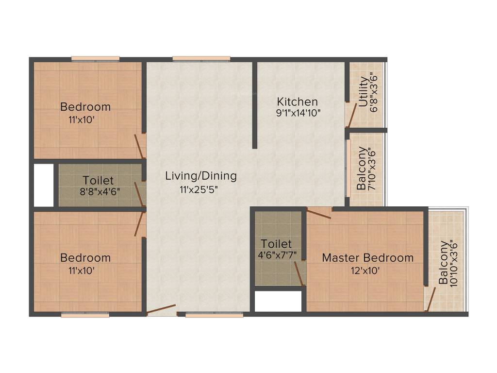DS DSMAX SOLITAIRE (3BHK+2T (1,430 sq ft) 1430 sq ft)