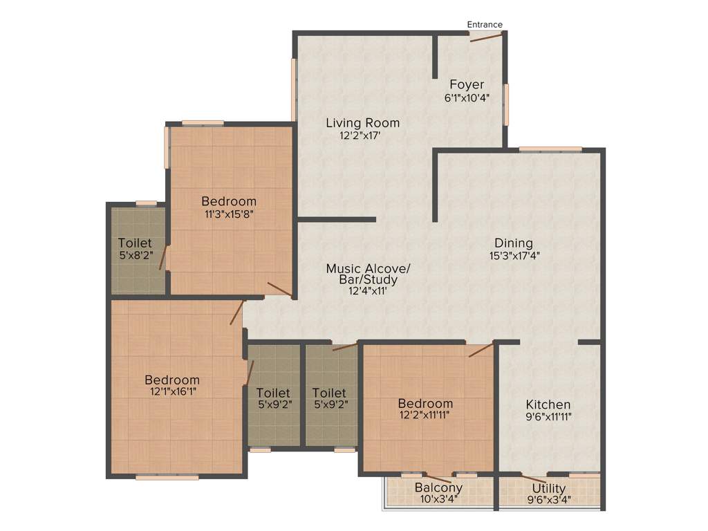 Adroit Sculptra (3BHK+4T (2,355 sq ft) Study Room 2355 sq ft)
