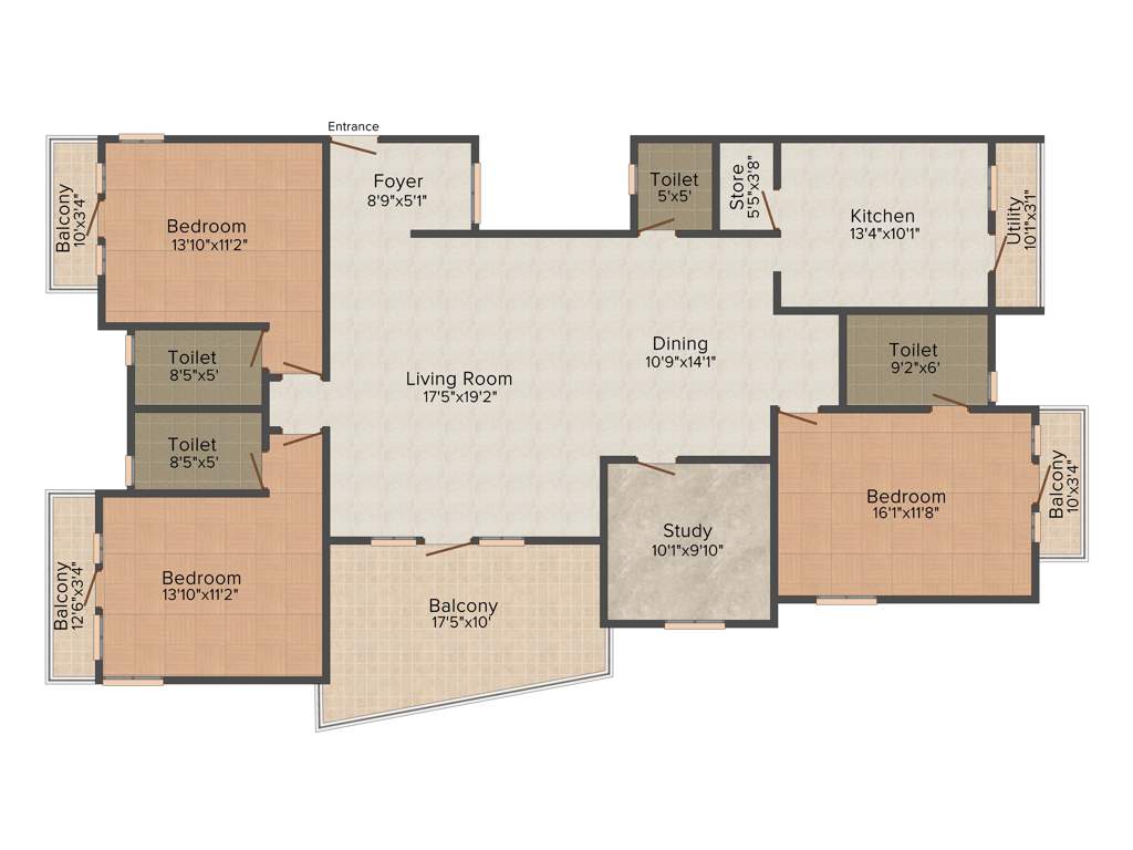 Adroit Sculptra (3BHK+3T (3,083 sq ft) Study Room 3083 sq ft)