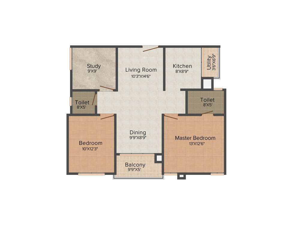 Adroit District S (2BHK+2T (1,215 sq ft) Study Room 1215 sq ft)