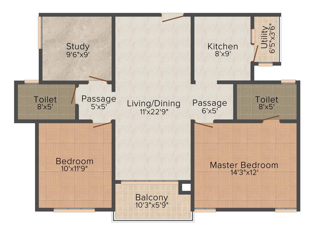 Adroit District S (2BHK+2T (1,270 sq ft) 1270 sq ft)