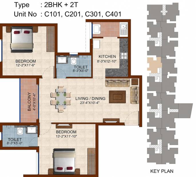 Casagrand Vivant (2BHK+2T (1,061 sq ft) 1061 sq ft)