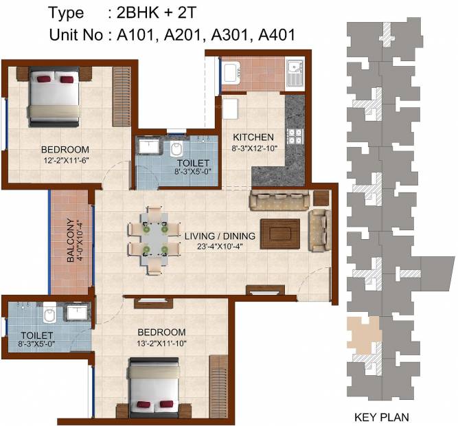 Casagrand Vivant (2BHK+2T (1,062 sq ft) 1062 sq ft)