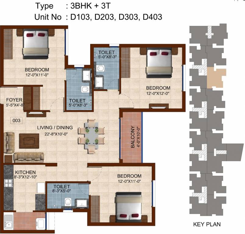 Casagrand Vivant (3BHK+3T (1,381 sq ft) 1381 sq ft)