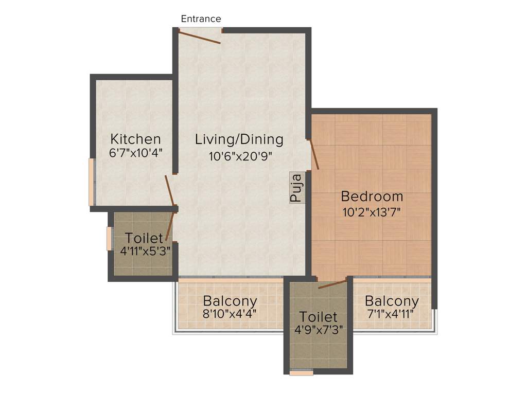 KGISL Platina (1BHK+2T (730 sq ft) 730 sq ft)