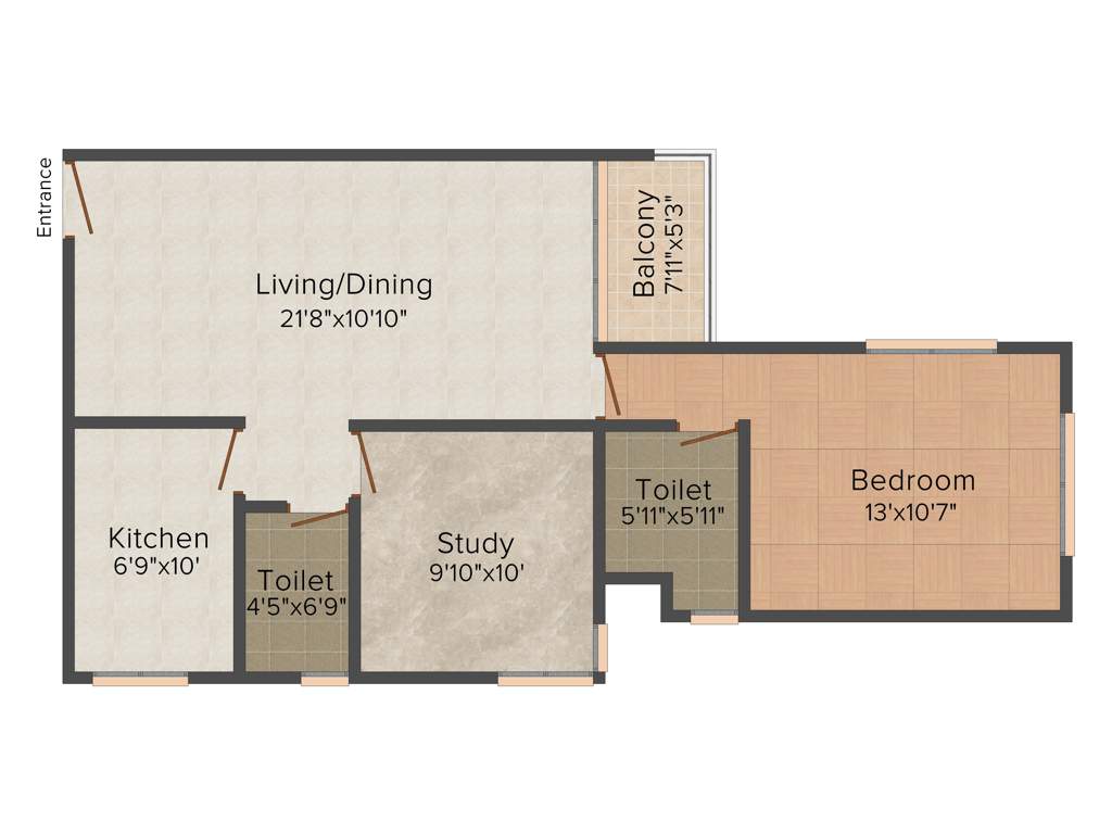 KGISL Platina (1BHK+2T (920 sq ft) + Study Room 920 sq ft)