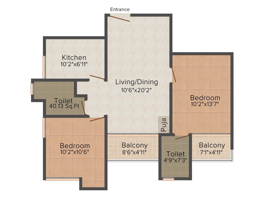 KGISL Platina (2BHK+2T (950 sq ft) 950 sq ft)