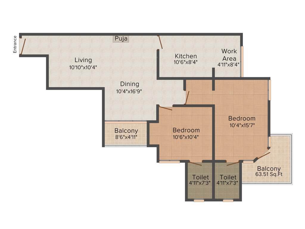 KGISL Platina (2BHK+2T (1,240 sq ft) + Pooja Room 1240 sq ft)