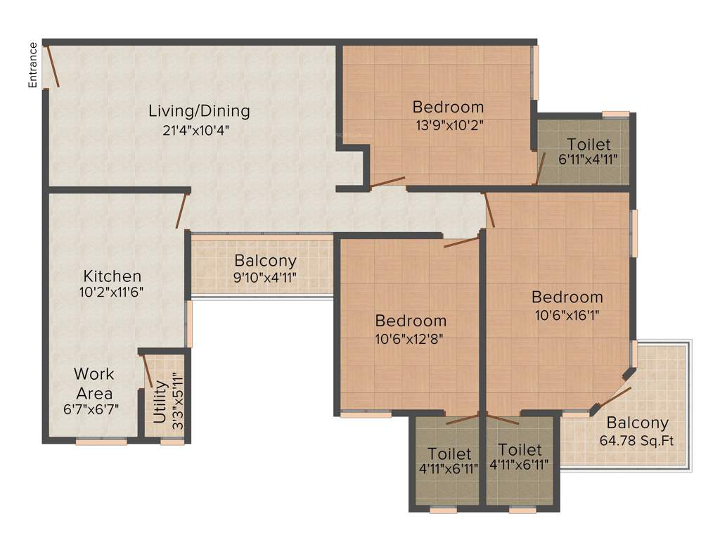 KGISL Platina (3BHK+3T (1,500 sq ft) + Study Room 1500 sq ft)
