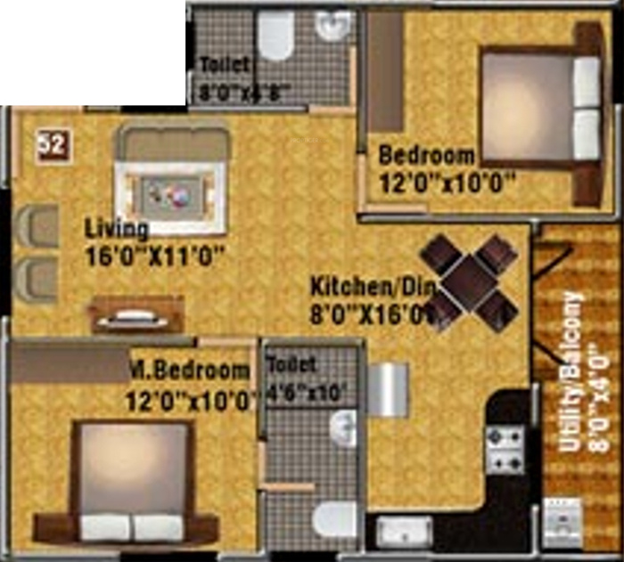 DS DSMAX STONEHILL (2BHK+2T (1,075 sq ft) 1075 sq ft)
