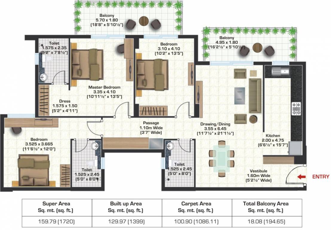 Ashiana Anmol (3BHK+3T (1,720 sq ft) 1720 sq ft) Ashiana Anmol (3BHK+3T (1,720 sq ft) 1720 sq ft)