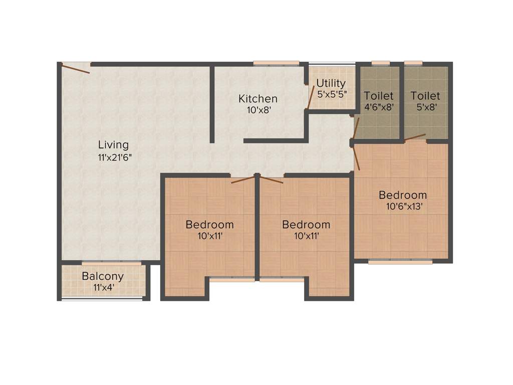 Emami City (3BHK+2T (1,455 sq ft) 1455 sq ft)