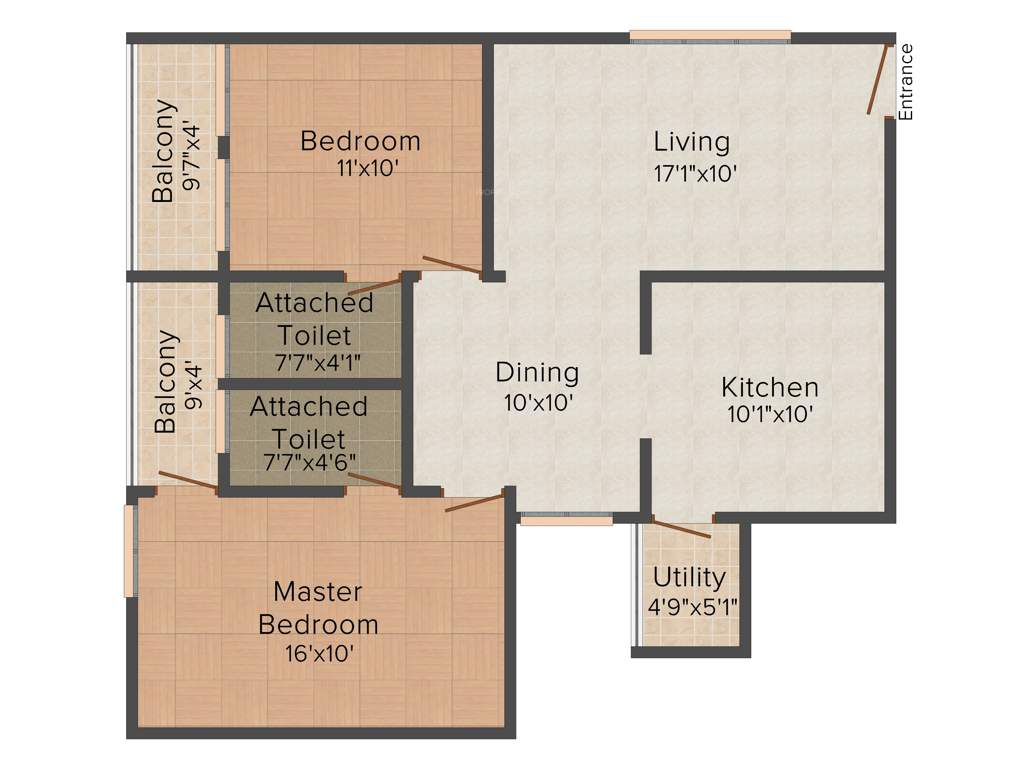 Aishwarya Queens Mead (2BHK+2T (1,160 sq ft) 1160 sq ft)