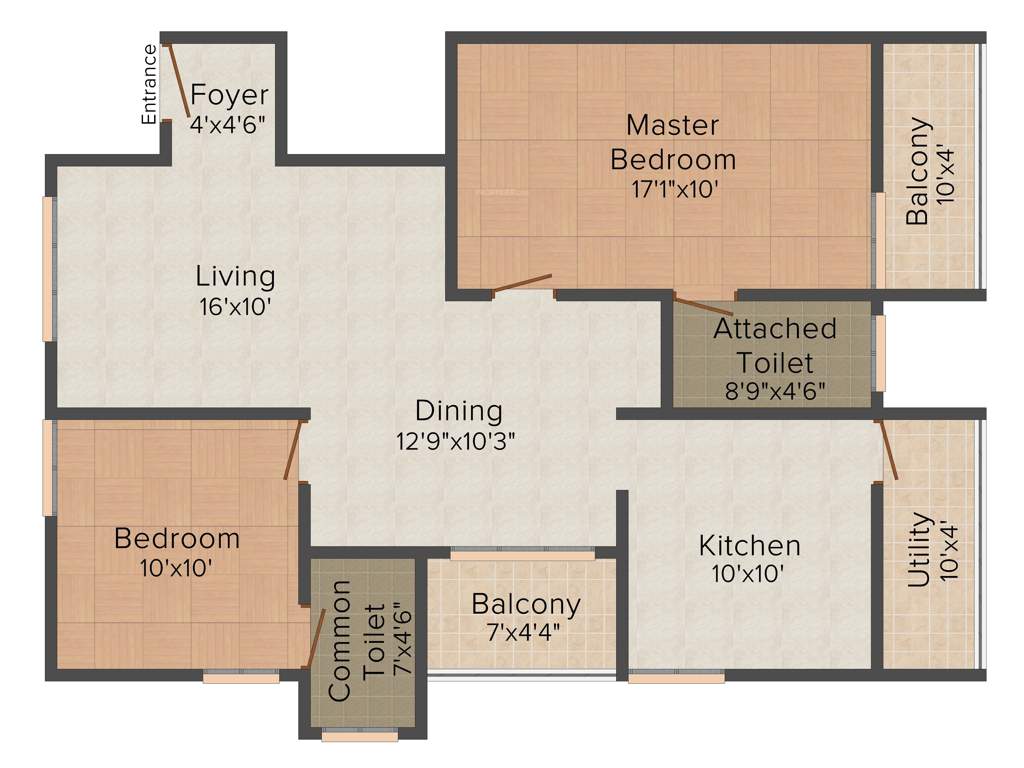 Aishwarya Queens Mead (2BHK+2T (1,232 sq ft) 1232 sq ft)